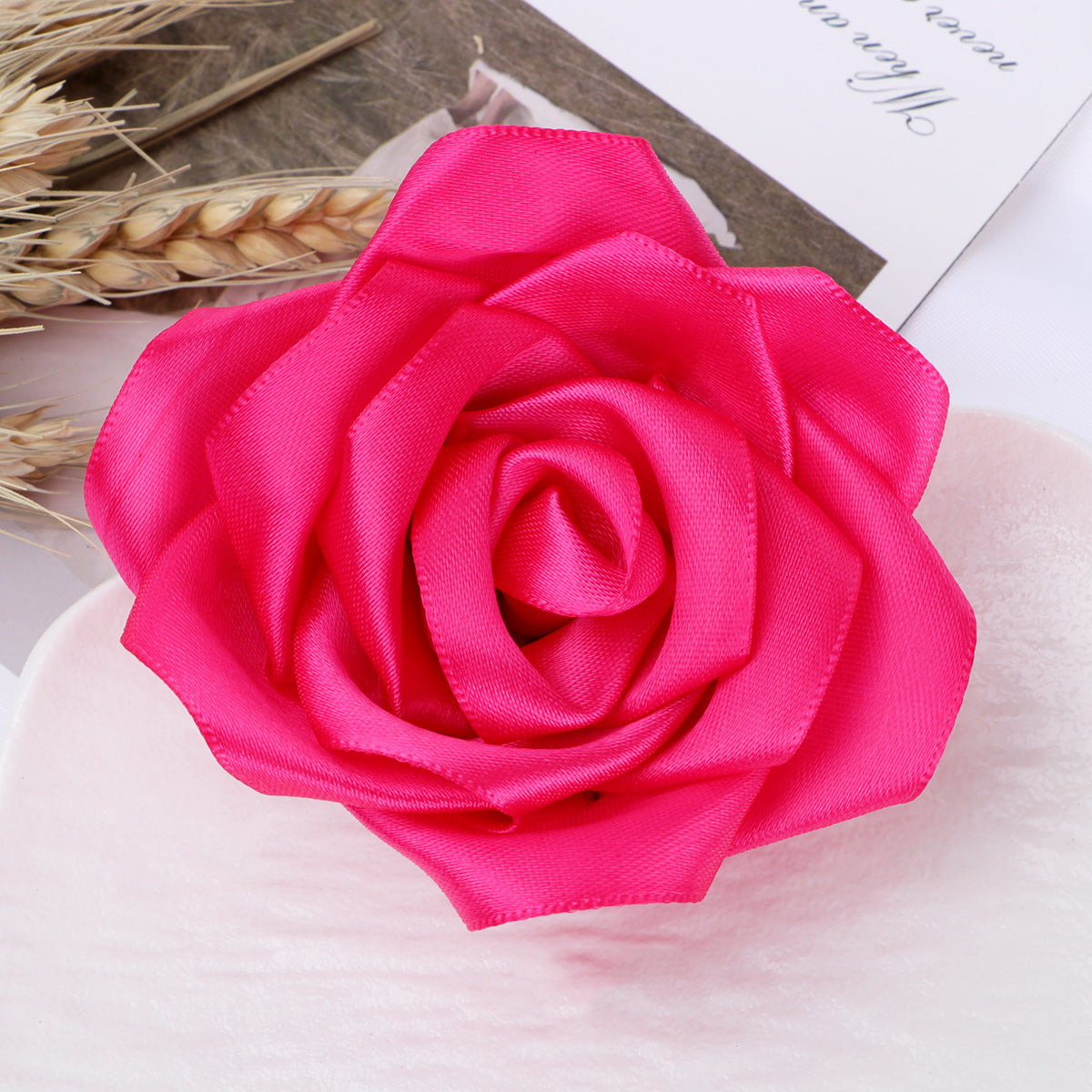 Classic Satin Rose Fabric Flower Applique - Product Detail Photo 4
