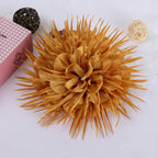 Spike Petal Pom Fabric Flower with Beads - Bright Orange 18CM