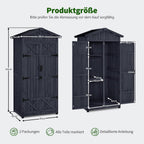 M MCombo Armario de jardín caseta de jardín de Madera Resistente a la Intemperie, Armario Exterior Impermeable con Suelo, para Uso Exterior balcón, 74×99×193 cm (Gris Antracita)