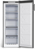 CHiQ Congelador Vertical No frost 166L,FSD166NE4E, Cajones XL, Control de Temperatura Electrónico, Puertas Reversibles, Silencioso, Ice Box, Color Inox Negro, Clase Energética E