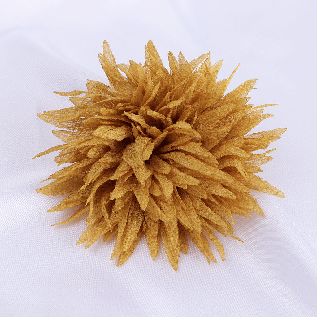 Spiky Petal Pom Fabric Flower Applique - Rose red 8.5cm