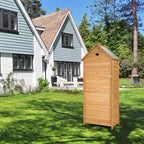 COSTWAY Caseta Jardin Exterior de Madera, Cobertizo Jardin Exterior con 5 Estantes y 2 Puertas con Cerradura, Armario para Herramientas con Techo Impermeable para Jardín Balcón Terraza (70x45x160cm)