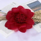 Layered Dahlia Fabric Flower with Fringe Center - Product Detail Photo 1