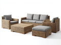 Sofás de exterior ratán sintético 220x85x75 cm - color natural-gris - conjunto moderno con mesa y reposapiés