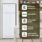 SVAN Frigorífico 2 Puertas Blanco SF145501E. Capacidad 206 Litros, Puerta Reversible, Bajo Nivel Sonoro, Eficiencia Energética Clase E