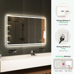 S'bagno Espejo-Baño-con-Luz 120x70cm, Espejo-Baño-LED-Bluetooth con Función Antivaho, 3000K/4000K/6500K, Regulable, Memoria, Cristal Templado HD, IP44-Espejos-de-Baño-con-LED, Horizontal/Vertical