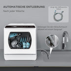 Hermitlux Mini Geschirrspüler, Spülmaschine für 4 Bestecksätze, 5 Liter Wassertank, 6 Programme Mini Tischgeschirrspüler, Perfekt für Wohnungen, Schlafsäle, Camping, Weiß