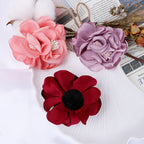 Satin Rose Fabric Flower with Stamen Center - Pink 7CM