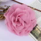 Chiffon Multi Layer Rose Fabric Flower Applique - Beige 8CM