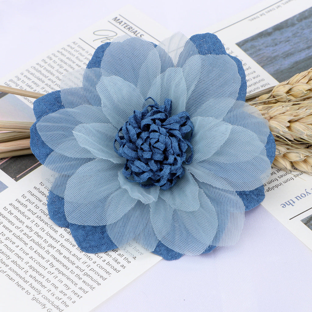 Layered Dahlia Fabric Flower with Fringe Center - Wine red 10cm