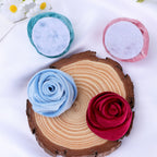 Velvet Rolled Rose Fabric Flower Applique - Blue 5CM