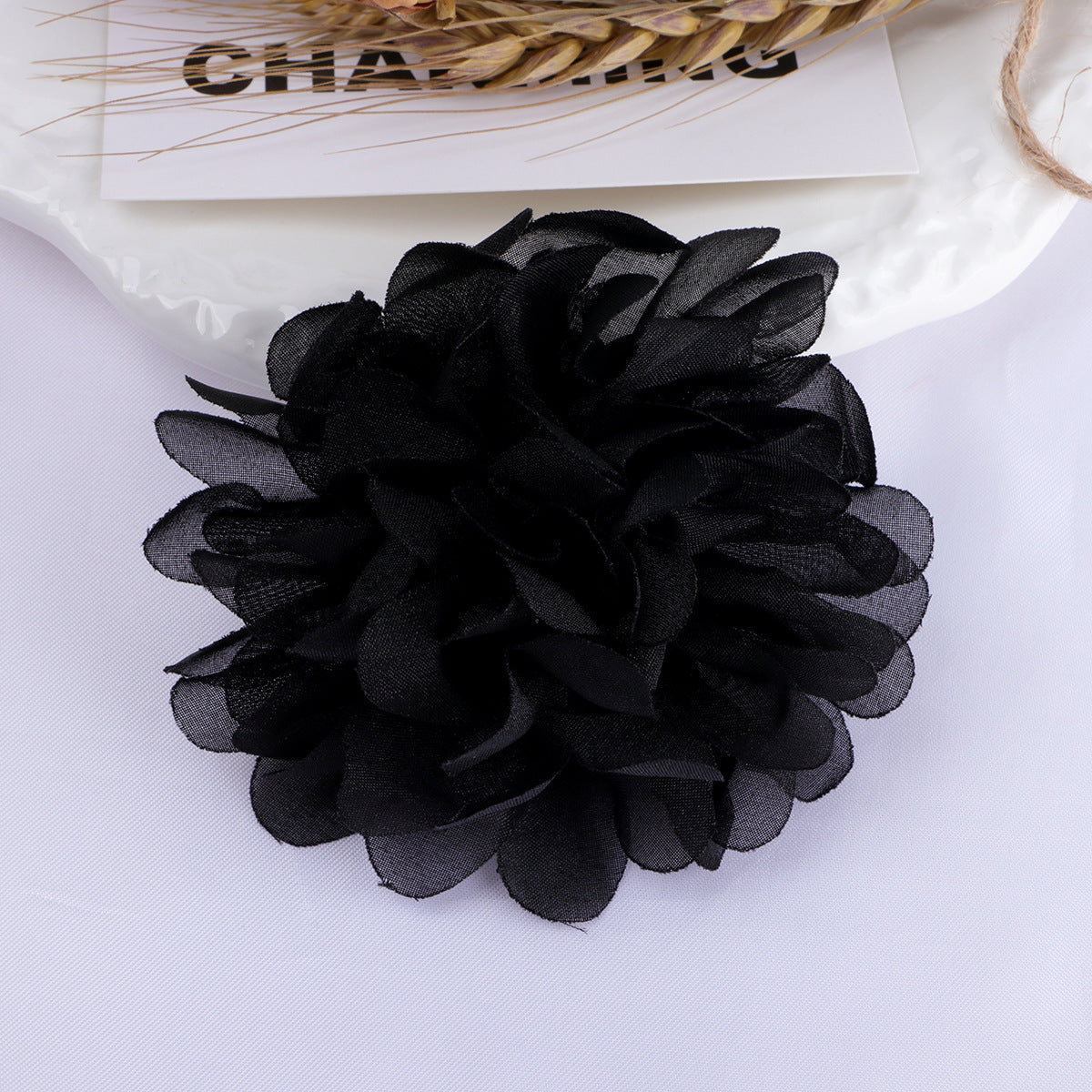 Layered Chiffon Pom Fabric Flower Applique - Product Detail Photo 4