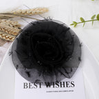 Organza Rolled Rose Fabric Flower Applique - Product Detail Photo 3