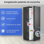 CHiQ Congelador Vertical No frost 166L,FSD166NE4E, Cajones XL, Control de Temperatura Electrónico, Puertas Reversibles, Silencioso, Ice Box, Color Inox Negro, Clase Energética E