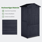 M MCombo Armario de jardín caseta de jardín de Madera Resistente a la Intemperie, Armario Exterior Impermeable con Suelo, para Uso Exterior balcón, 74×99×193 cm (Gris Antracita)