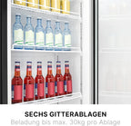 Bomann Kühlschrank mit Glastür | Getränkekühlschrank abschließbar | 6 höhenverstellbare Ablagen | 30kg je Ablage | 347 Liter | Kühlschrank groß | Flaschenkühlschrank m. LED-Licht | KSG 7351 schwarz