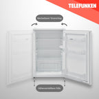 TELEFUNKEN Kühlschrank ohne Gefrierfach | Freistehend | 135 Liter Nutzinhalt | Kühlschrank klein mit Gemüsefach | LED-Beleuchtung | Türanschlag wechselbar | C-135-100-W weiß