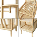 [en.casa] Armario para Ropa con 2 Puertas Deslizantes Clóset con 12 Estantes y 1 Barra de Colgar Perchero de Bambú 185 x 140 x 45 cm Natural