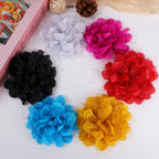 Tinsel Sparkle Ruffled Fabric Flower Applique - Black 11CM