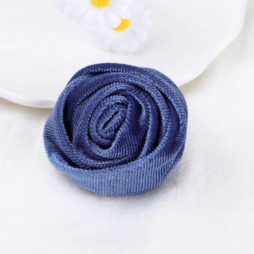 Velvet Rolled Rose Fabric Flower Applique - Product Detail Photo 2