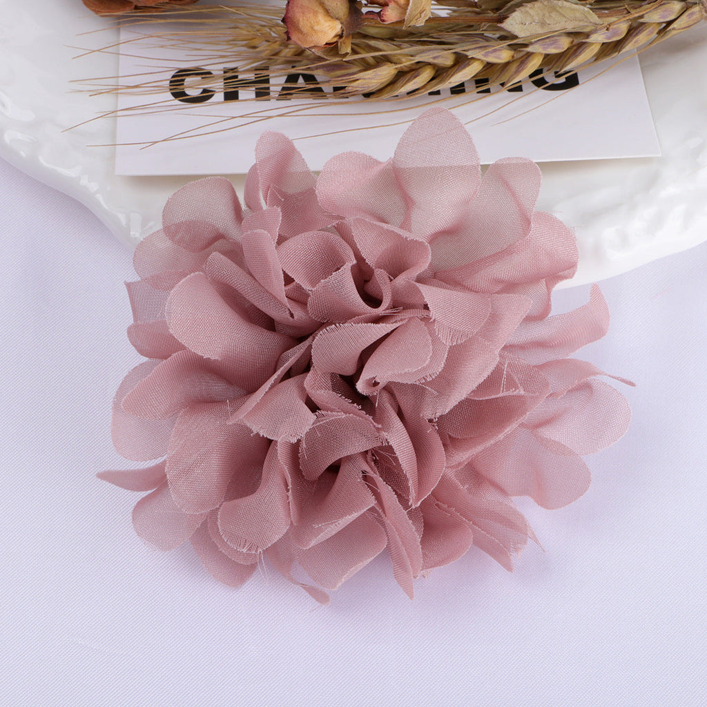 Layered Chiffon Pom Fabric Flower Applique - Lotus Pink 10CM