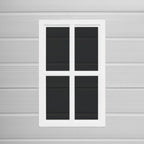 Wasabi - Caseta de Resina Jardín Unit 1.4 – Ventana Luz Natural - Suelo Incluido - Paneles 12mm de Espesor - Gris Blanco - Cobertizo PVC Almacenaje Exterior - 1,37m2 - Techo Plano