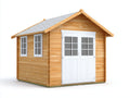 Casetas de jardín madera 250x200x220 cm color natural-blanco apto para exterior diseño clásico con ventanas