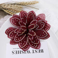 Sparkly Rhinestone Camellia Fabric Flower Applique - Pink 11CM