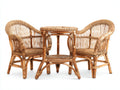 Conjunto de muebles de jardín ratán 3 piezas 70x70x75 cm marrón para exterior - diseño natural