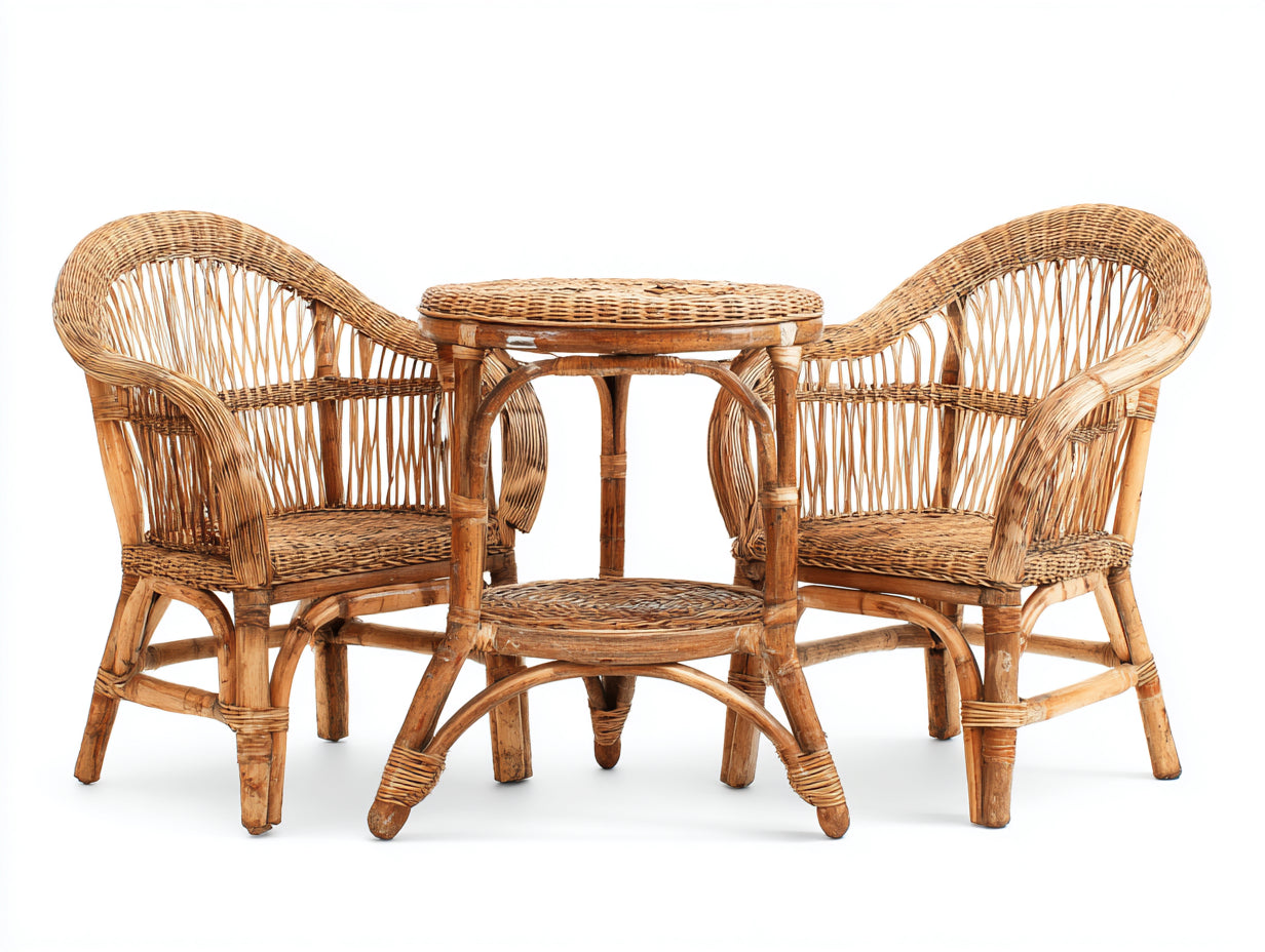 Conjunto de muebles de jardín ratán 3 piezas 70x70x75 cm marrón para exterior - diseño natural