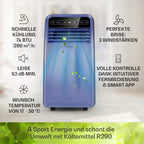 Klarstein Mobile Klimaanlage mit Abluftschlauch, 4-in-1 Klimagerät mit Ventilator, Luftentfeuchter & Nachtmodus, Kleine & Portable Klimaanlage für Wohnung & Büro, App-Steuerung, 12000 BTU