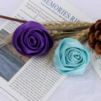 Satin Rolled Rose Fabric Flower Applique - Orange 4.5CM