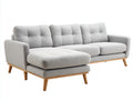 Sofás de esquina tapizados 230x160x85 cm - gris - patas de madera - diseño moderno