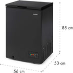 Klarstein Arcon Congelador Pequeño Vertical Portatil, Mini Congelador Silencioso Casa y Oficina, Congeladores Capacidad 99 l. con Cesta, Arcón Freezer con Ruedas de Bajo Consumo para Alimentos
