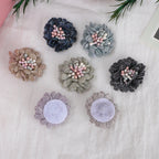 Sparkle Dahlia Fabric Flower with Bead Center - Green 3cm
