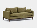 Sofá de 2 plazas 180 x 90 x 82 cm - tapizado verde oliva y base de madera oscura - estilo contemporáneo acogedor - con asiento amplio de líneas rectas