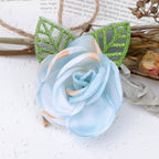 Tie Dye Rose Fabric Flower with Embroidered Leaf - Product Detail Photo 1
