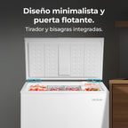 Cecotec Congelador Horizontal 198L Bolero CoolMarket Chest 198P White E. Cesta con Asas, Control Electrónico LED, UltraContact D-Cool, Dual Function, Puerta ZeroG (80º-30º), Fast Freezing, Compacto