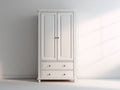 Armario 2 puertas madera 100x55x190 cm blanco clásico con cajones dormitorio