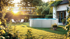 Piscina de Acero Elevada,Redonda con Aspecto Acero Blanco. Piscinas Desmontables para Jardín 350 x 120 cm - Piscina Gre KIT350ECO Fidji.