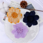 Layered Dahlia Fabric Flower with Fringe Center - Red 10cm