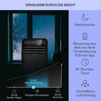 Klarstein Mobile Klimaanlage mit Abluftschlauch, 4-in-1 Klimagerät mit Ventilator, Luftentfeuchter & Nachtmodus, Kleine & Portable Klimaanlage für Wohnung & Büro, Niedriger Verbrauch, 9000 BTU