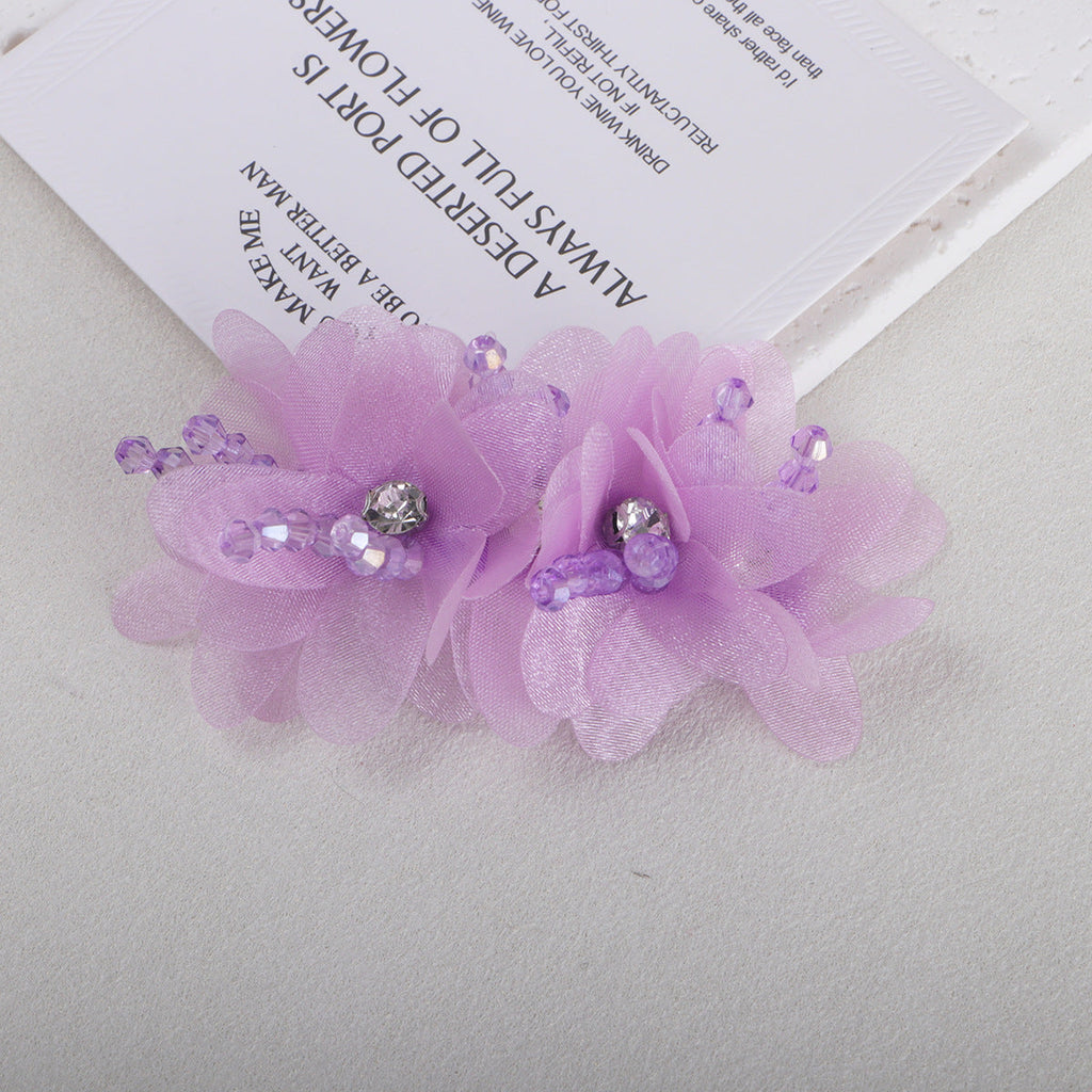 Beaded Organza Fabric Flower Hair Accent - Product Detail Photo 2