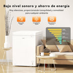 VOK Congelador Horizontal 194 L Ancho 81,8 cm - Función Dual, Congelación Rápida, Luz LED, Bloqueo de Seguridad, Autonomía de 23 h, Blanco
