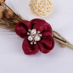 Pearl Center Satin Fabric Flower Applique - Product Detail Photo 2