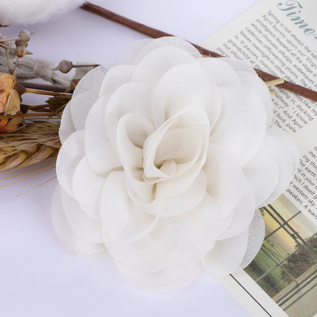 Chiffon Multi Layer Rose Fabric Flower Applique - Product Detail Photo 3