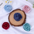 Velvet Rolled Rose Fabric Flower Applique - Green 5CM