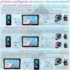CARPURIDE W702S Pro Motocicleta CarPlay Pantalla con BM05 Soporte para Conectar y Usar, Inalámbrico CarPlay y Android Auto, 7" Impermeable Táctilpantalla, Dual Bluetooth, Control con Cable, Brújula.