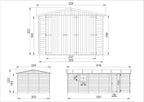 Garaje de Madera Natural - cobertizo en Pino/Abeto - A222x616x324 cm / 18 m² - Construcción Paneles - Taller de jardinería - Almacén de automóviles, cobertizo para Herramientas-TIMBELA M102