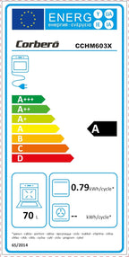 Corberó - Horno convección 70L | CCHM603X | 60x60x58 cm |Convencional con 4 Programas | Luz Interior | Limpieza Hidrólisis | Puerta Doble Cristal | 2100W | Negro perfil Inox